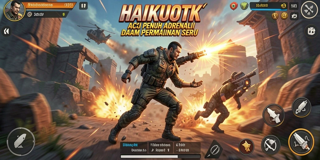Screenshot gameplay HAIKUOTK menampilkan aksi seru dan karakter dinamis.
