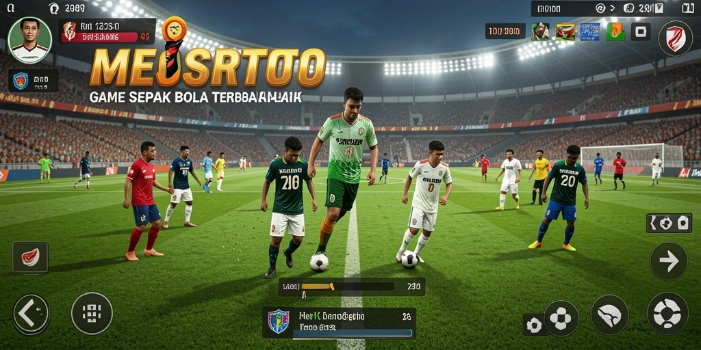 Tampilan gameplay menarik dari permainan sepak bola ini.
